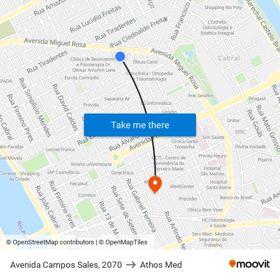 Avenida Campos Sales, 2070 to Athos Med map