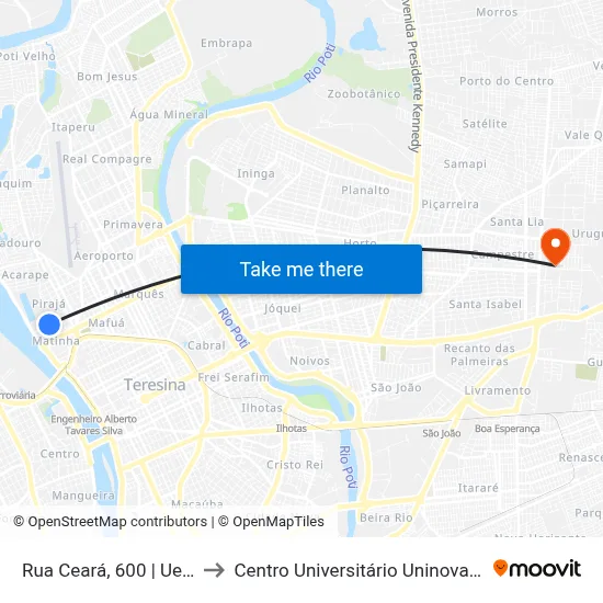 Rua Ceará, 600 | Uespi to Centro Universitário Uninovafapi map
