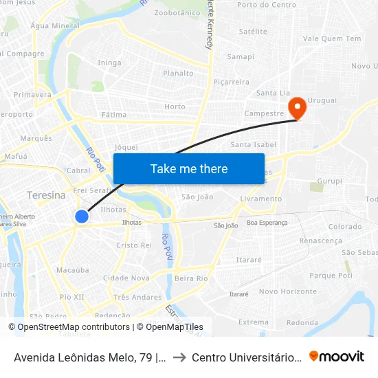 Avenida Leônidas Melo, 79 | Banco Do Brasil to Centro Universitário Uninovafapi map