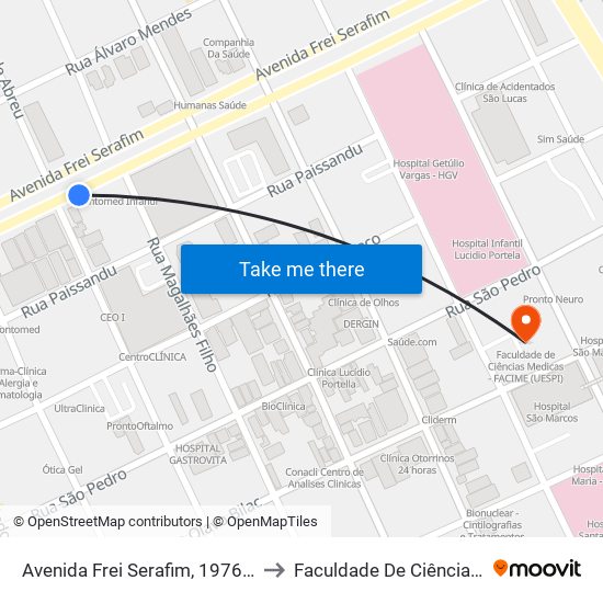 Avenida Frei Serafim, 1976 | Próximo Ao Prontomed Infantil to Faculdade De Ciências Medicas - Facime (Uespi) map