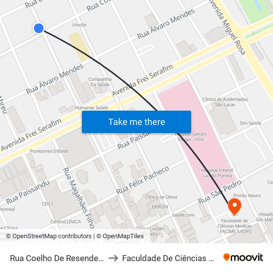 Rua Coelho De Resende, 235 | Coxinha No Cone to Faculdade De Ciências Medicas - Facime (Uespi) map