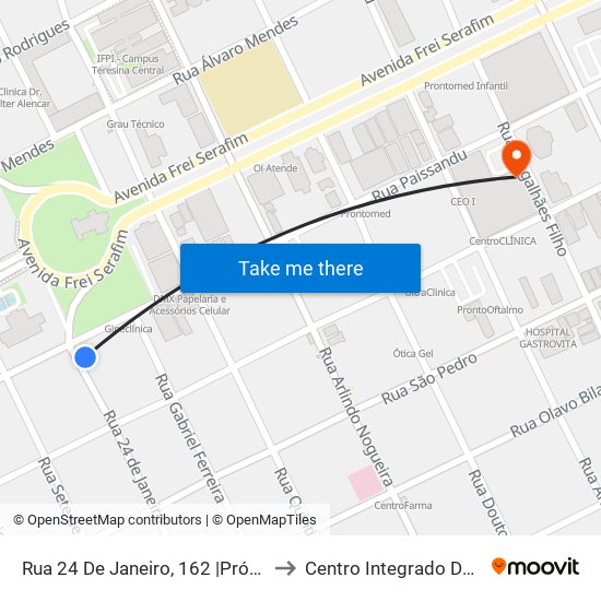 Rua 24 De Janeiro, 162 |Próximo À Igreja São Benedito to Centro Integrado De Saúde Lineu Araújo map