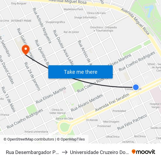 Rua Desembargador Pires De Castro, 40 | Banco Itaú to Universidade Cruzeiro Do Sul (Unicsul) Ead - Polo Teresina map