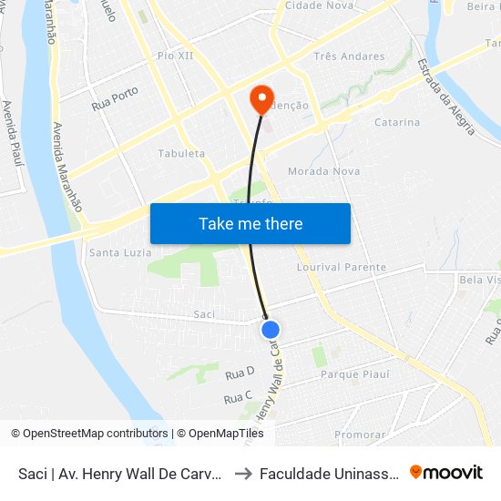 Saci | Av. Henry Wall De Carvalho - Sentido Bairro to Faculdade Uninassau - Redenção map