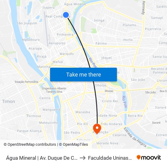 Água Mineral | Av. Duque De Caxias - Sentido Bairro to Faculdade Uninassau - Redenção map