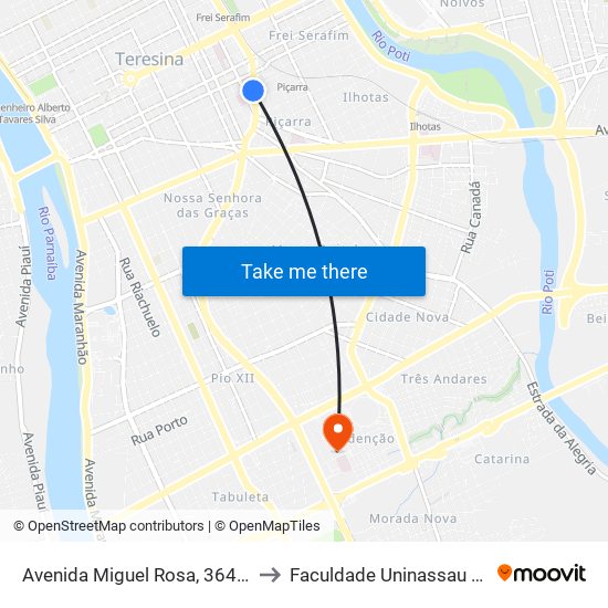 Avenida Miguel Rosa, 3640 | Servi-San to Faculdade Uninassau - Redenção map