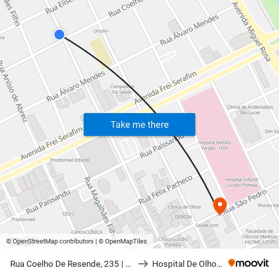 Rua Coelho De Resende, 235 | Coxinha No Cone to Hospital De Olhos Previsão map