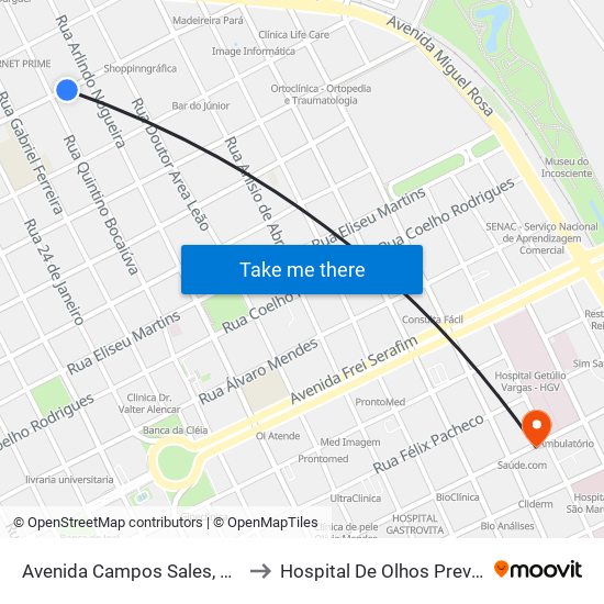 Avenida Campos Sales, 1700 to Hospital De Olhos Previsão map