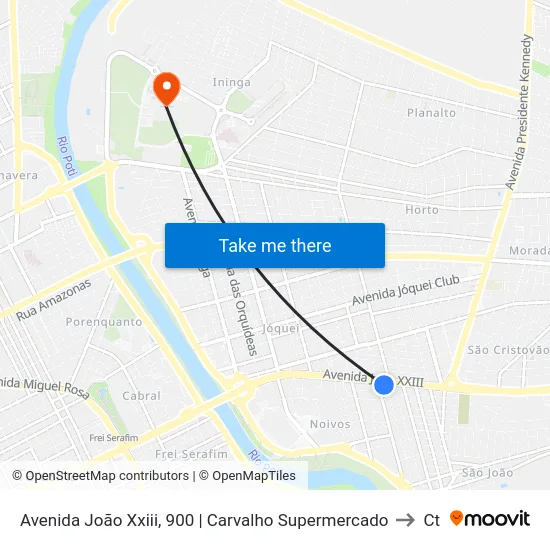 Avenida João Xxiii, 900 | Carvalho Supermercado to Ct map