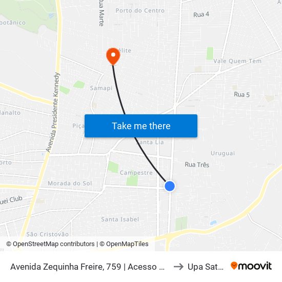 Avenida Zequinha Freire, 759 | Acesso À Novafapi to Upa Satélite map