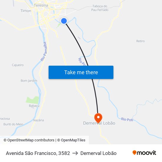 Avenida São Francisco, 3582 to Demerval Lobão map