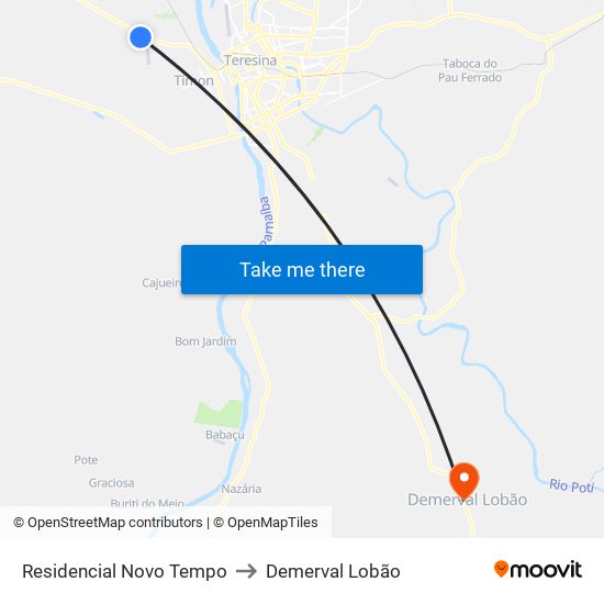 Residencial Novo Tempo to Demerval Lobão map