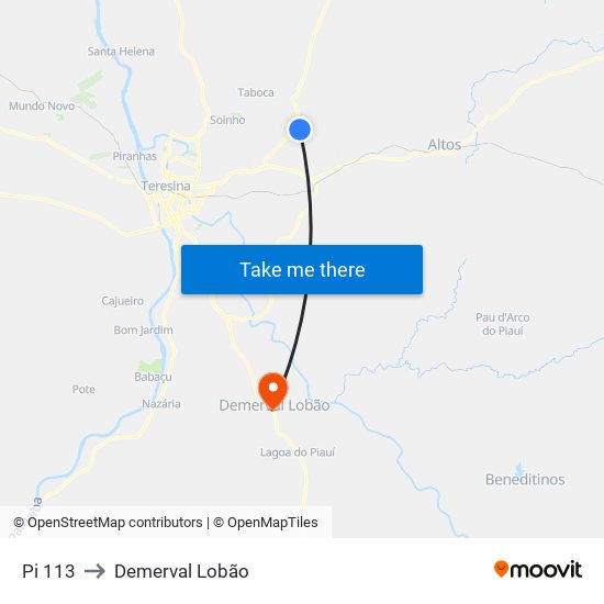 Pi 113 to Demerval Lobão map