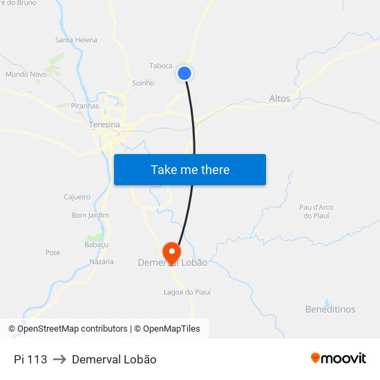 Pi 113 to Demerval Lobão map