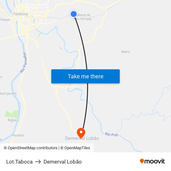 Lot.Taboca to Demerval Lobão map