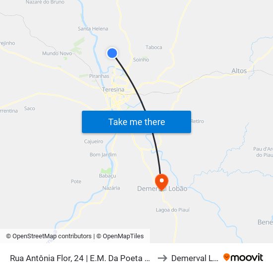 Rua Antônia Flor, 24 | E.M. Da Poeta Costa E Silva to Demerval Lobão map