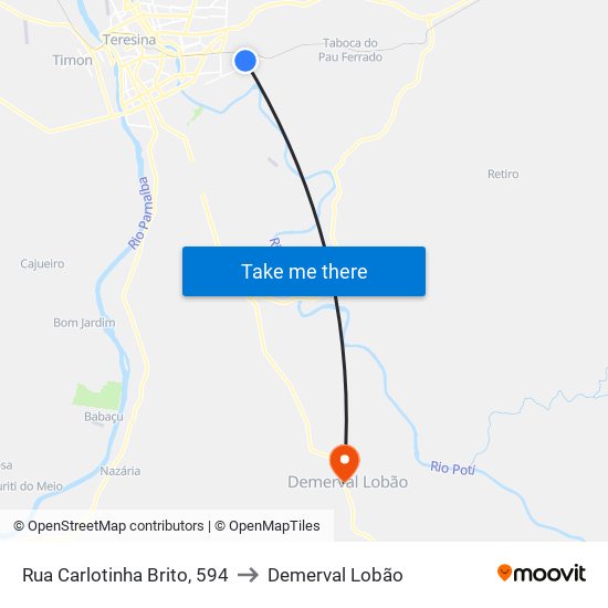 Rua Carlotinha Brito, 594 to Demerval Lobão map