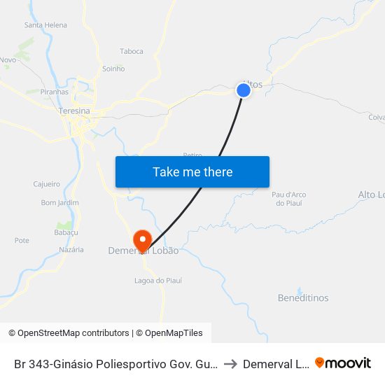 Br 343-Ginásio Poliesportivo Gov. Guilherme Melo to Demerval Lobão map