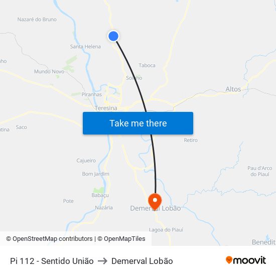 Pi 112 - Sentido União to Demerval Lobão map