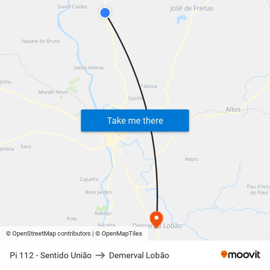 Pi 112 - Sentido União to Demerval Lobão map