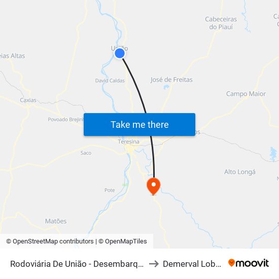 Rodoviária De União - Desembarque to Demerval Lobão map
