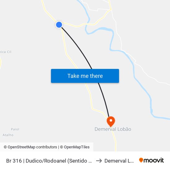 Br 316 | Dudico/Rodoanel (Sentido Teresina) to Demerval Lobão map