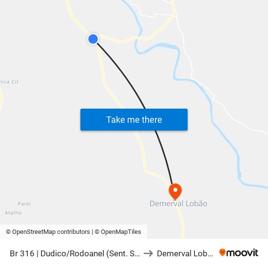 Br 316 | Dudico/Rodoanel  (Sent. Sul) to Demerval Lobão map