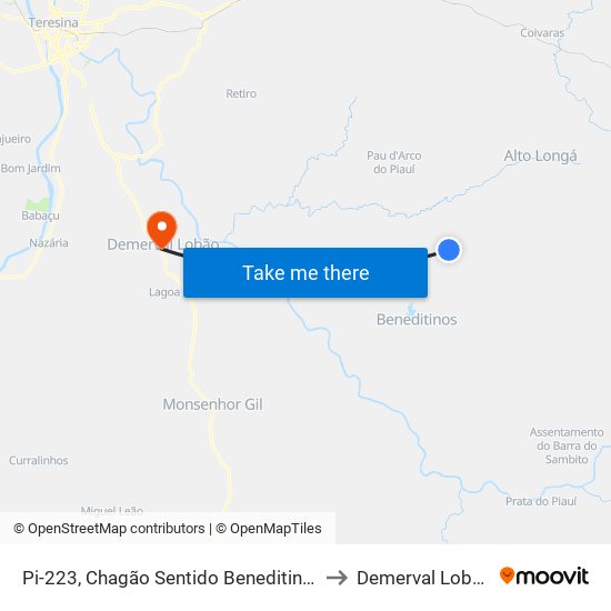 Pi-223, Chagão Sentido Beneditinos to Demerval Lobão map