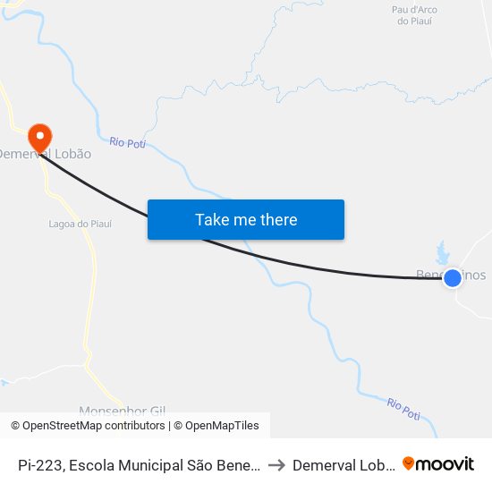 Pi-223, Escola Municipal São Benedito to Demerval Lobão map