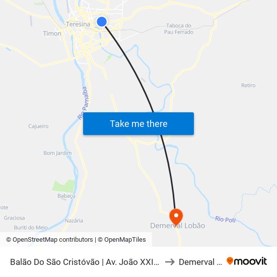 Balão Do São Cristóvão | Av. João XXIII - Sentido Centro to Demerval Lobão map