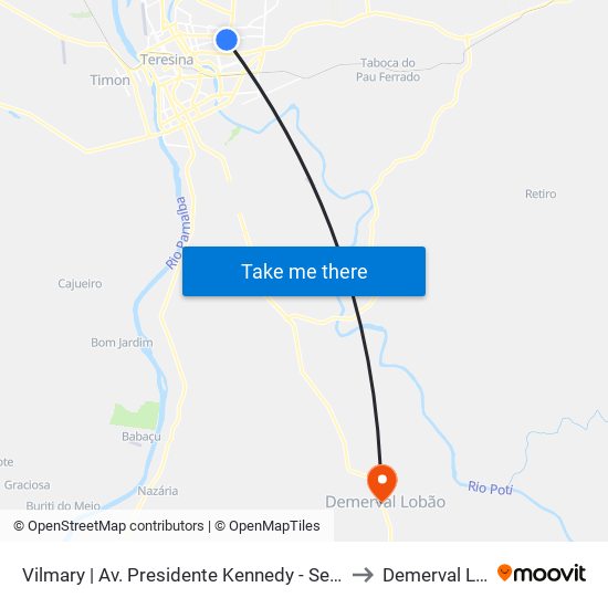Vilmary | Av. Presidente Kennedy - Sentido Centro to Demerval Lobão map