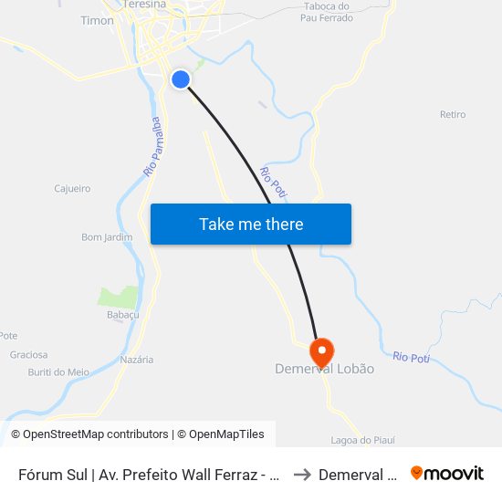 Fórum Sul | Av. Prefeito Wall Ferraz - Sentido Centro to Demerval Lobão map