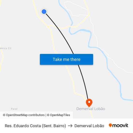 Res. Eduardo Costa (Sent. Bairro) to Demerval Lobão map