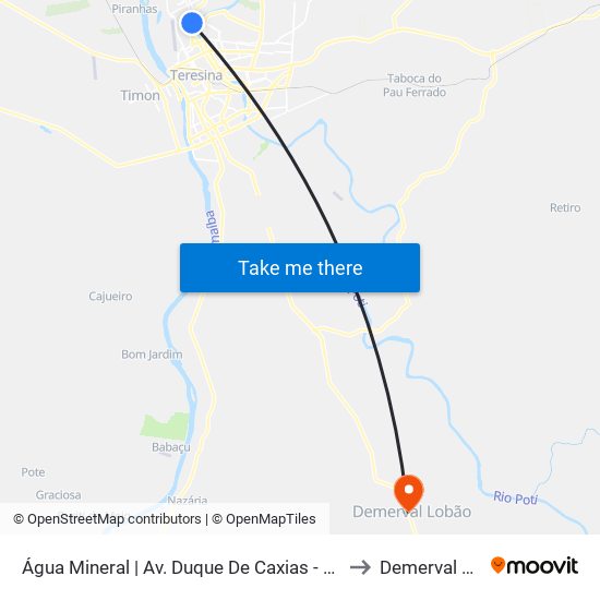 Água Mineral | Av. Duque De Caxias - Sentido Bairro to Demerval Lobão map
