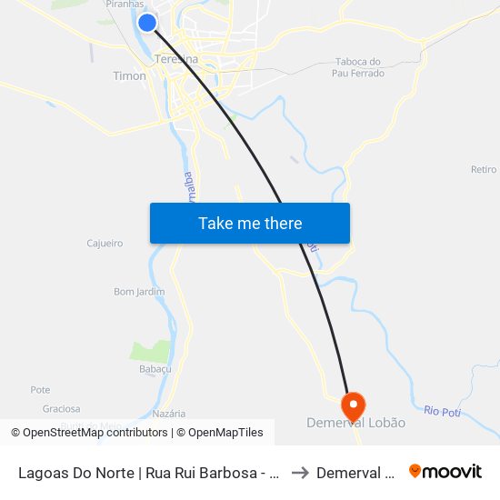 Lagoas Do Norte | Rua Rui Barbosa - Sentido Bairro to Demerval Lobão map