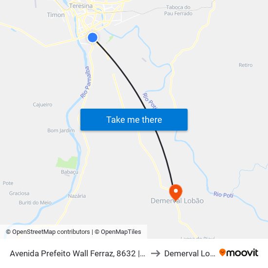 Avenida Prefeito Wall Ferraz, 8632 | Serrana to Demerval Lobão map