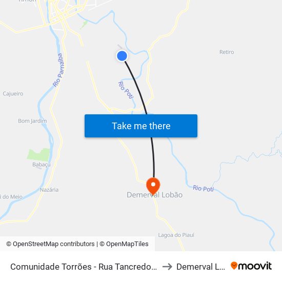 Comunidade Torrões - Rua Tancredo Neves, 551 to Demerval Lobão map