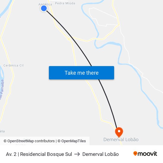 Av. 2 | Residencial Bosque Sul to Demerval Lobão map