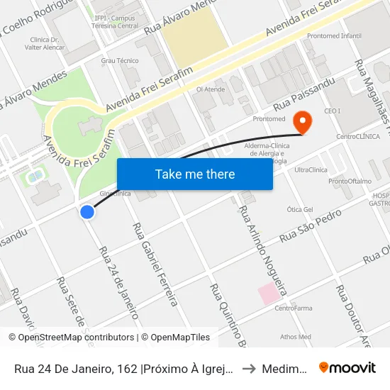 Rua 24 De Janeiro, 162 |Próximo À Igreja São Benedito to Medimagem map