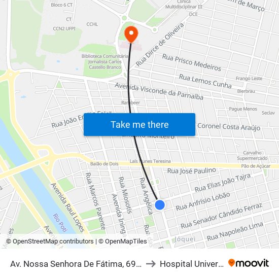 Av. Nossa Senhora De Fátima, 699 | Drogasil to Hospital Universitário map