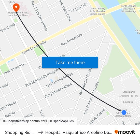 Shopping Rio Poty to Hospital Psiquiátrico Areolino De Abreu map