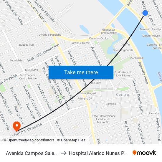 Avenida Campos Sales, 610 to Hospital Alarico Nunes Pacheco map