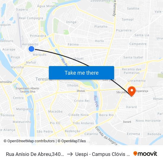 Rua Anísio De Abreu,3400 |  Lbv to Uespi - Campus Clóvis Moura map