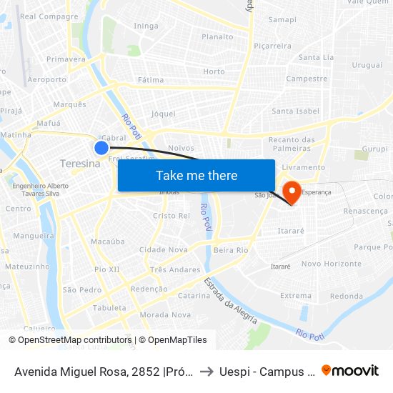 Avenida Miguel Rosa, 2852 |Próximo À Estação/25º Bc to Uespi - Campus Clóvis Moura map