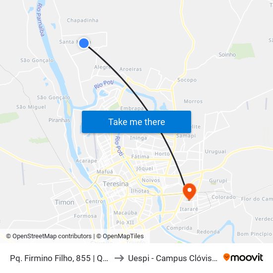 Pq. Firmino Filho, 855 | Quadra C to Uespi - Campus Clóvis Moura map