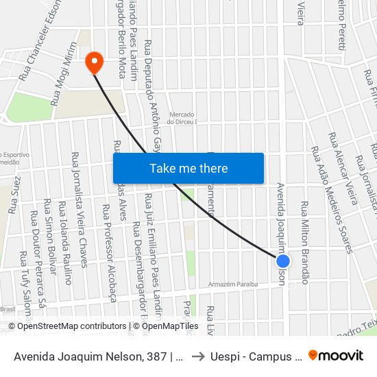 Avenida Joaquim Nelson, 387 | Ginásio Edmilson Jorge to Uespi - Campus Clóvis Moura map