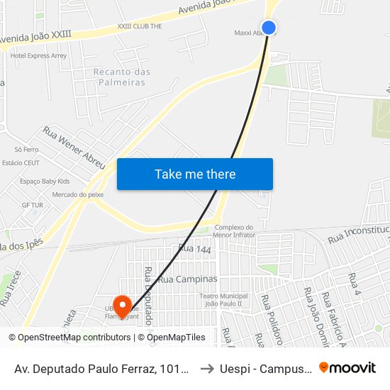 Av. Deputado Paulo Ferraz, 10132 | Carajás Home Center to Uespi - Campus Clóvis Moura map