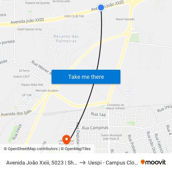 Avenida João Xxiii, 5023 | Show Auto Mall to Uespi - Campus Clóvis Moura map