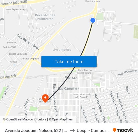 Avenida Joaquim Nelson, 622 | Academia Crossfit 861 to Uespi - Campus Clóvis Moura map