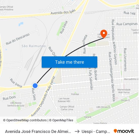 Avenida José Francisco De Almeida Neto, 2116 | Assaí Atacadista to Uespi - Campus Clóvis Moura map